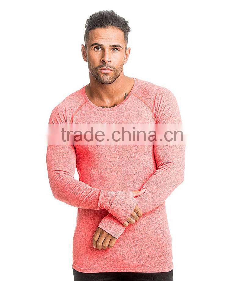 Compression long sleeve gym t shirt with scoop neck