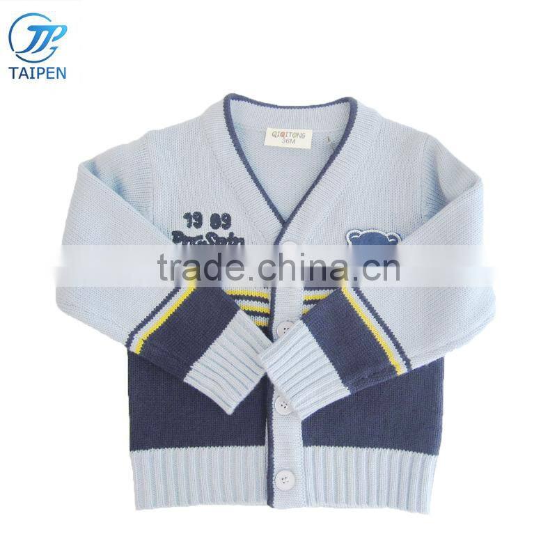 Baby Boys Cardigan Sweater And Pants 2pcs Set With Computer Knitted Pattern Kids Clothes Wholesale