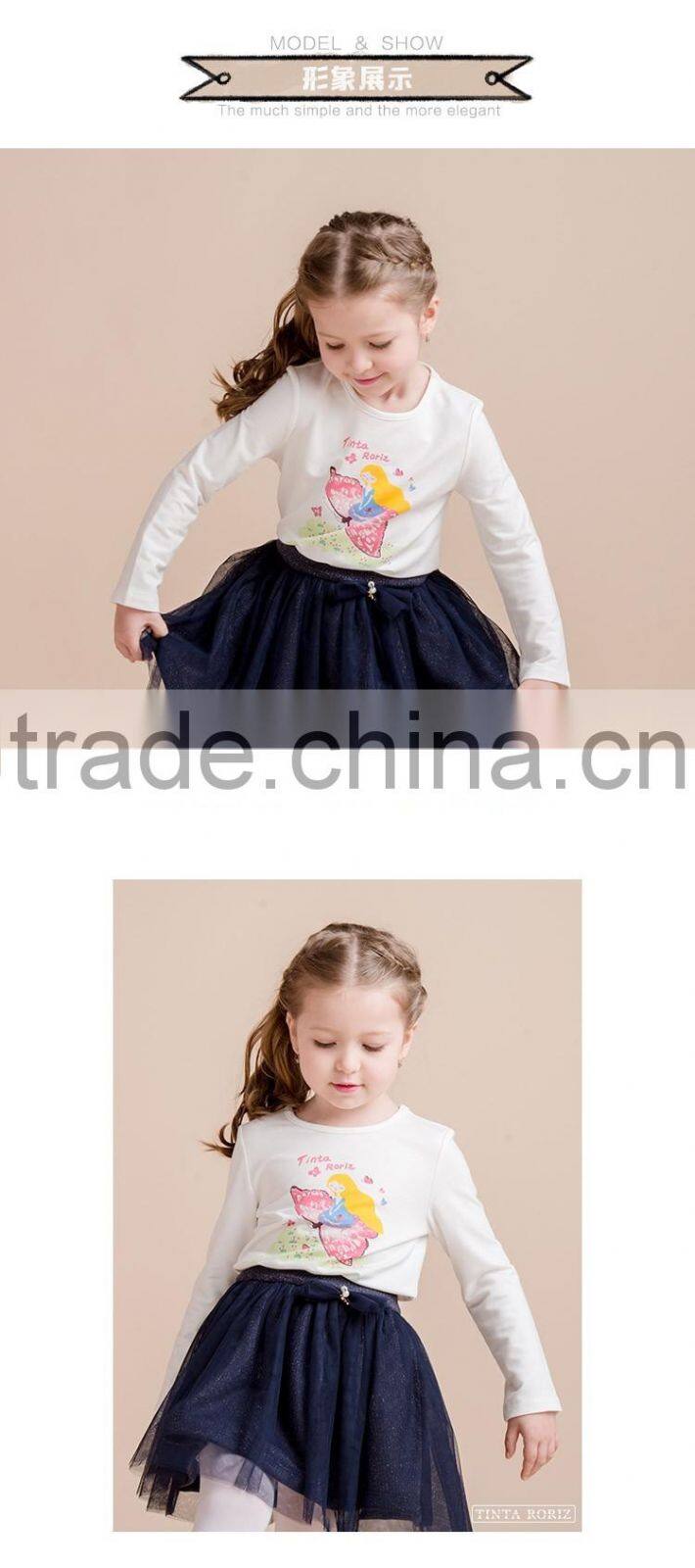 2017 Spring Girls t Shirt With Butterfly Pattern Children Clothing Long Sleeve Pullover Cotton t Shirt