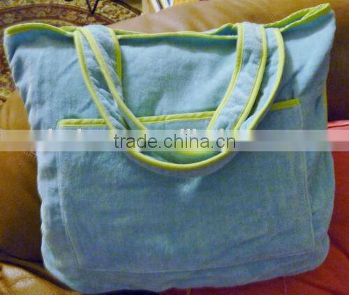 Custom cotton tote beach towel bag and velour printing towels