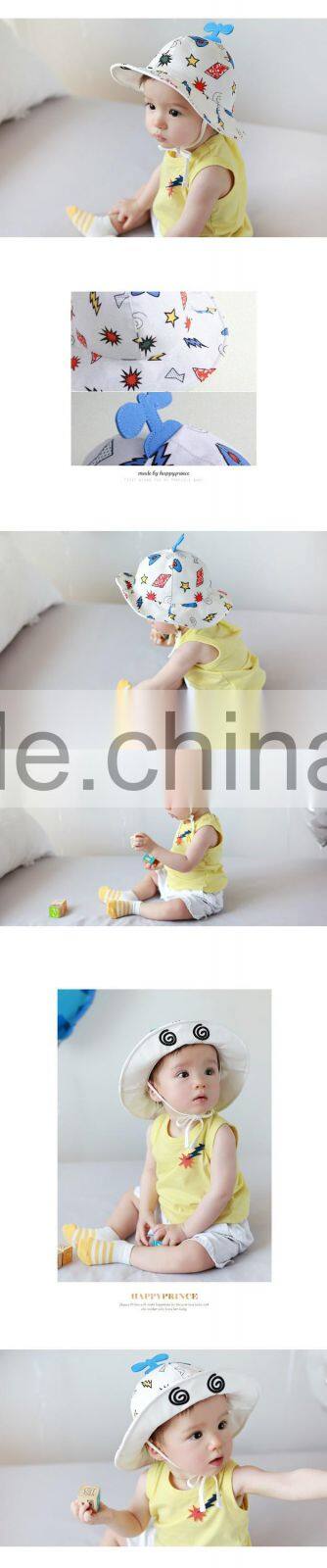 Kid unisex printing Sun Hats Bucket Hat with fly on the top