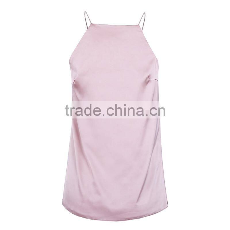 Sexy Streetwear Satin Adjustable Strap Camisole Womens Tank Top Summer Vest With Lining