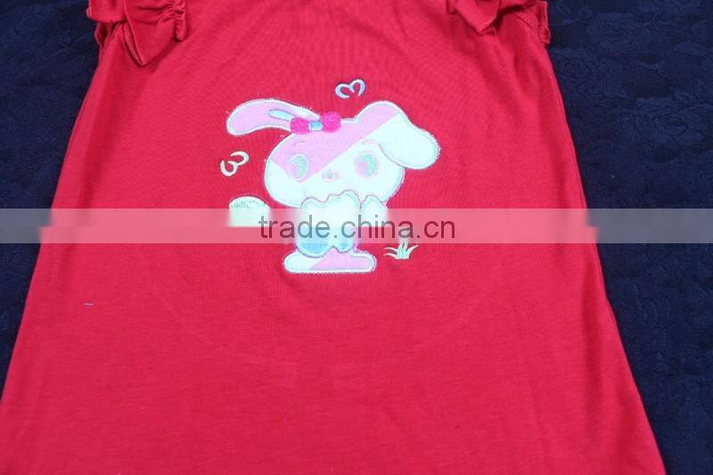 High Quality Embroidered Bunny Girls Cotton Summer Short Ruffle Outfits Kids Boutique Outfit