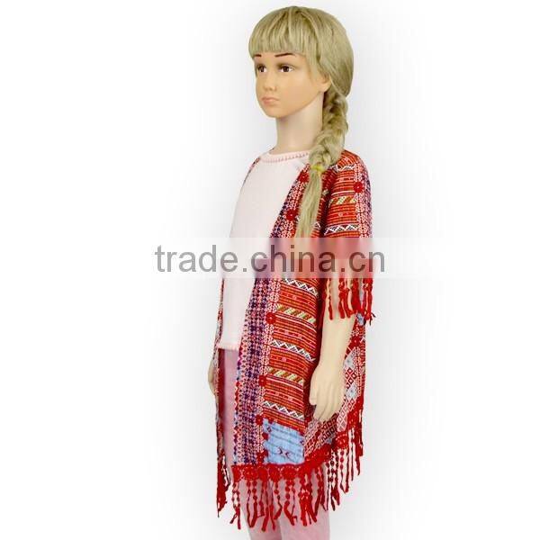 2016 Bohemian Tassel Style Kids Coat Teen Girls Fashion Overall For Winter Or Autumn