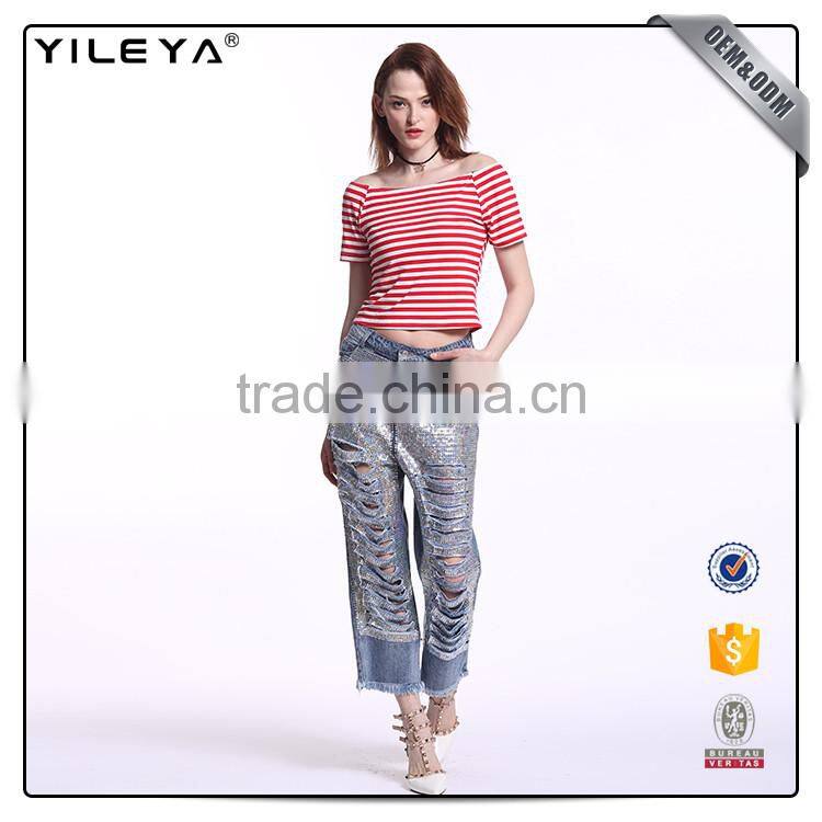 OEM services stripe+short+sleeve+t-shirt+tops+for+women+2016,female tshirts