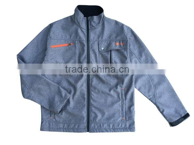 Custom logo fleece lined softshell coat windproof and waterproof melange jacket