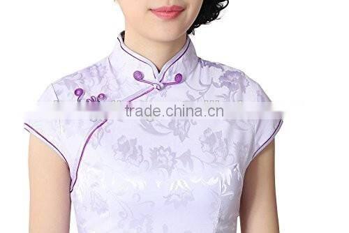 Ladies 100% cotton short sleeve reformative Chinese traditional elegant qipao dress