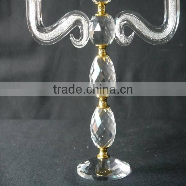 Wedding Decorative Candelabra,Crystal With Golden Metal Candle Holder