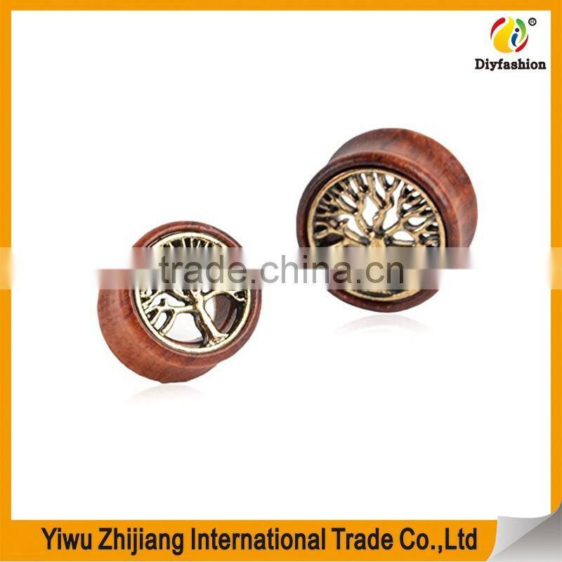 Oasis Plus Tree Of Life Oranic Wood Tunnels Double Flared Ear Stretcher Saddle Plugs Gauge