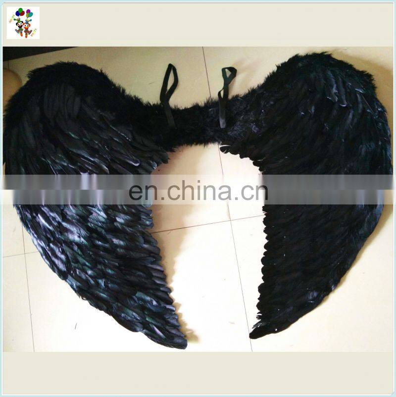 Gothic Fairy Dress Up Party Prop Black Feather Angel Wings with Halo HPC-0811
