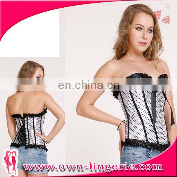 black point corset,white lace corset for woman steel boned corset