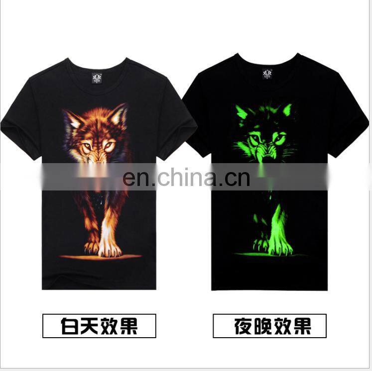 top selling 3d custom t shirt printing noctilucence cheap men t shirt 2017