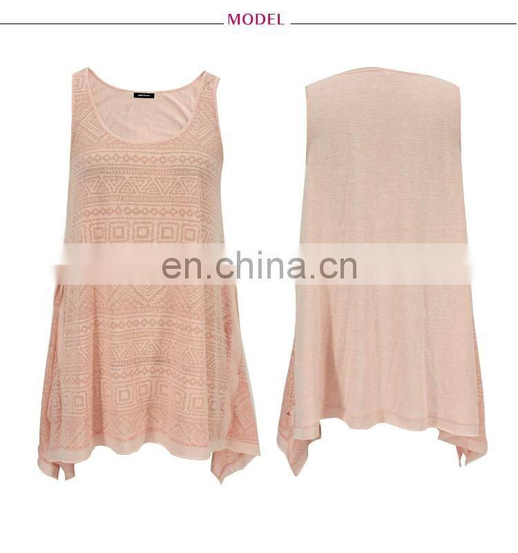 Summer Sleeveless Lady Tunic Swing Women Retro Burn Out Tunic