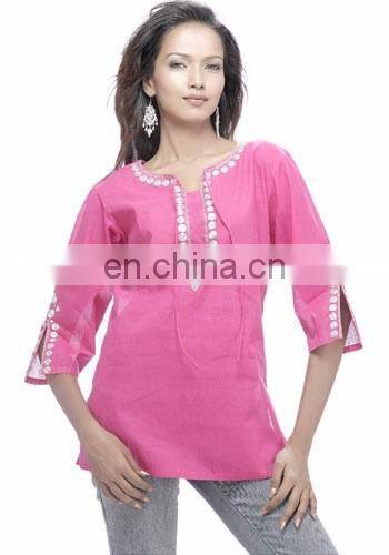 Wholesale Designer Cotton Fashion printed women tops blouses