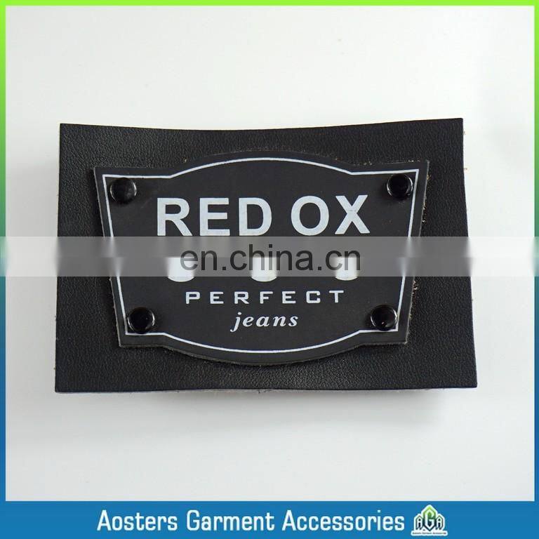 jeans leather patch company custom fashion jeans leather patch labels