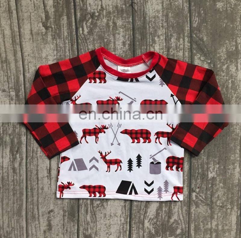 Baby Girl Clothes Christmas Ruffle Raglan Tshirts Kids 3/4 Sleeve Polka Dot Unicorn Ruffle Tops Santa Boys Clothes