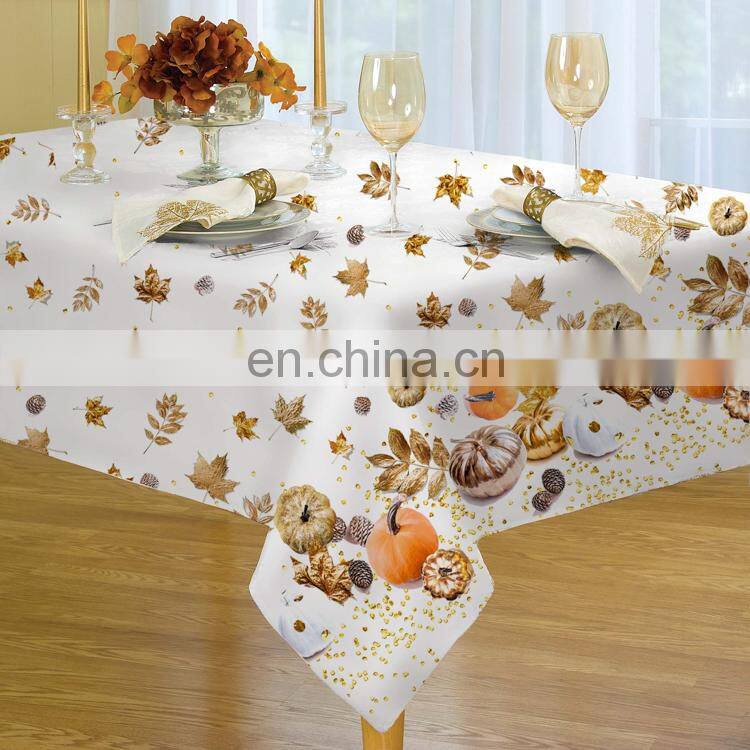 2018 new design Autumn 100% polyester Machine Washable printed table cloths Table cloth for Dinner Parties, Fall Picnic
