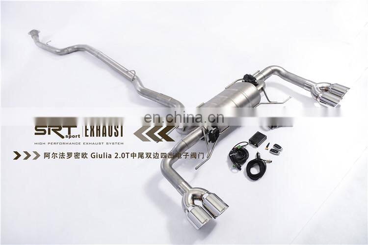 car exhaust for Alfa Romeo Giulia Stainless Steel Pipes catback with quad double tip
