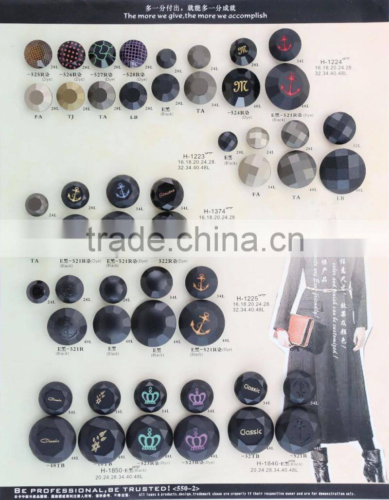 Factory price colorful silk-screen finish women coats button with shank