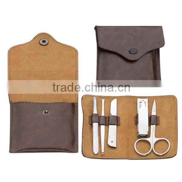 PU case 7pcs stainless steel manicure set for the purse