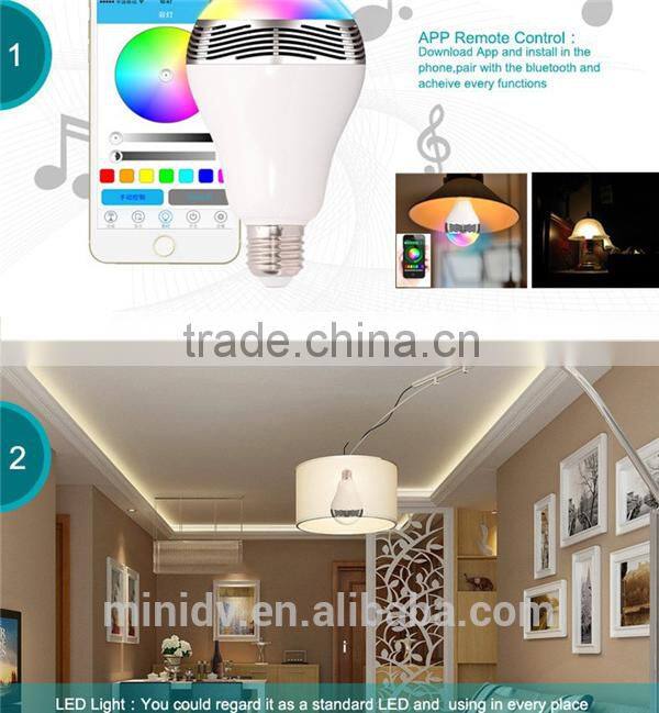 Perfect Combination Bluetooth 4.0+EDR Bluetooth LED Bulb Color-changing Plus Bluetooth Speaker Music-playing Via Smartphone APP