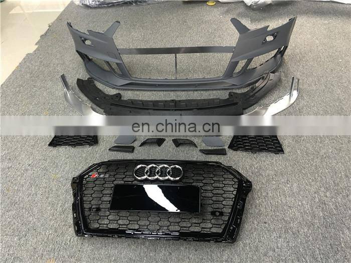 Runde Top Quality For 2017-2019 Audi A3 S3 Upgrade RS3 Front Bumper Front Grille Body Kit