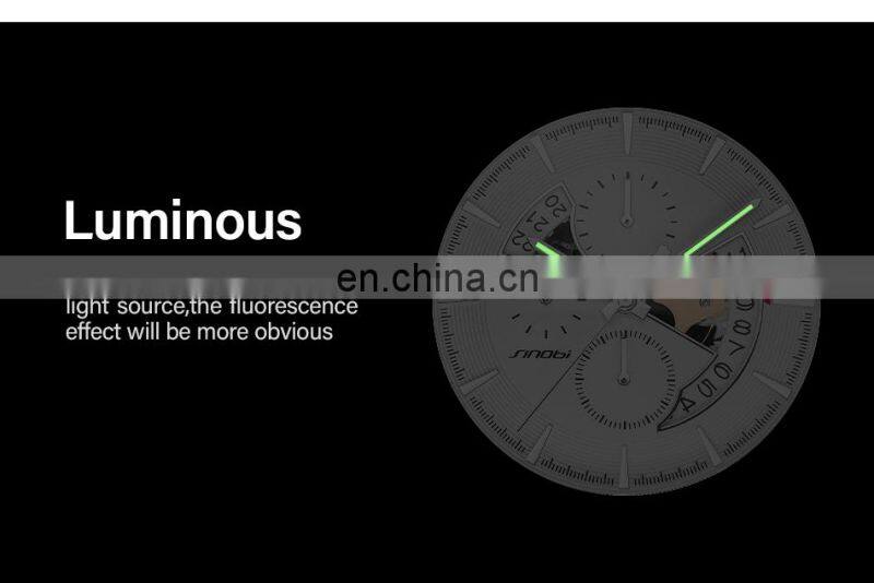 SINOBI Mens Style Watches S9829G Creative Men Watch Luminous with Date Window Chronograph Timepiece Clock Watch