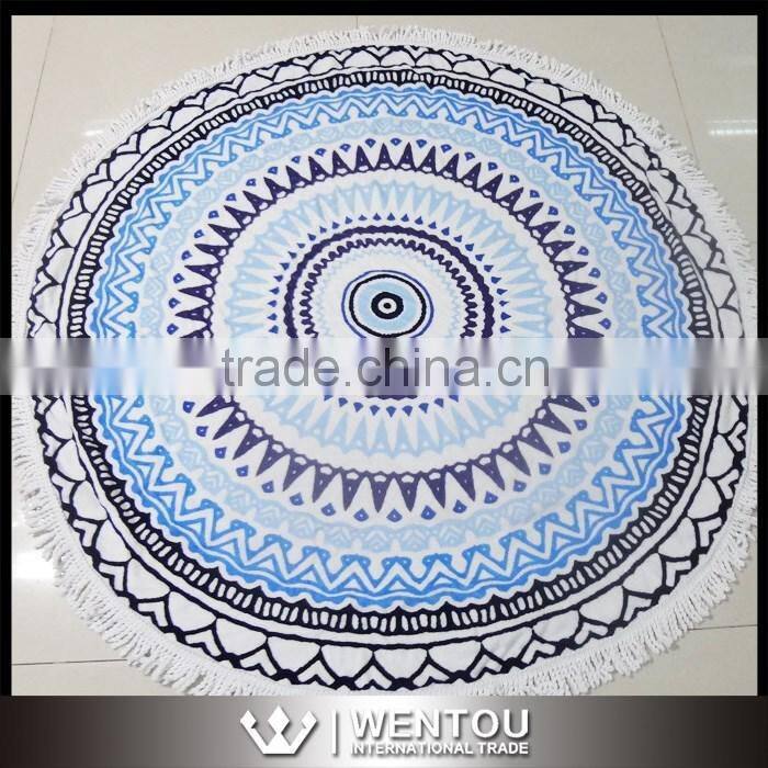 Round Shape Woven Technics Tassel Round Beach Towel