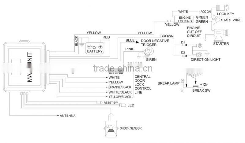Anti-hijack auto one way car alarm easy go keyless manufacturer