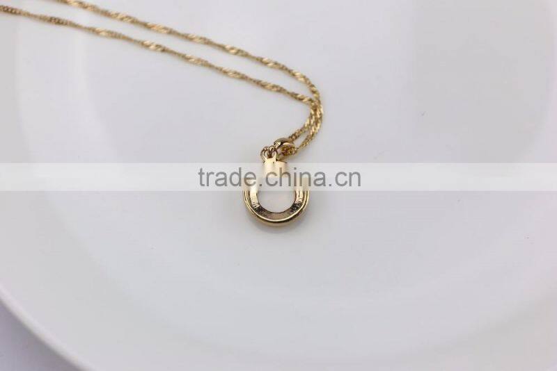 Fashion design simple gold plated wave brass chain ring necklace