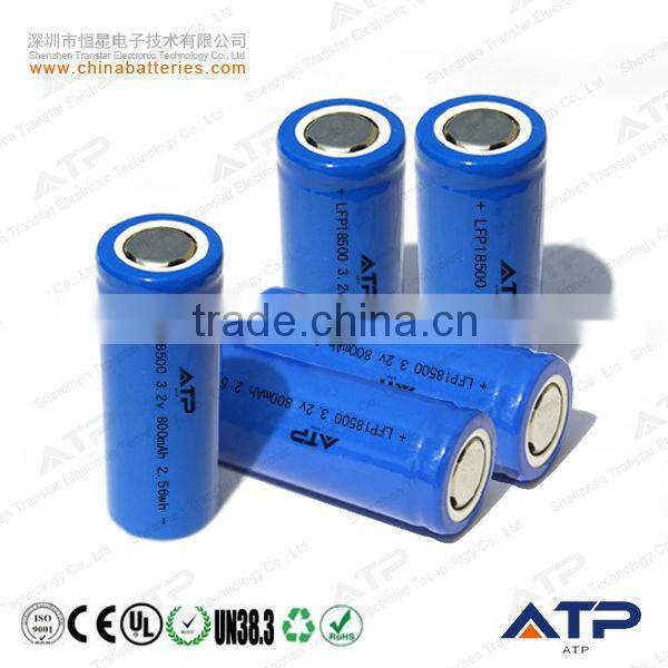 Super battery cells rechargeable lifepo4 18500 3.2v 800mAh battery for hot saling