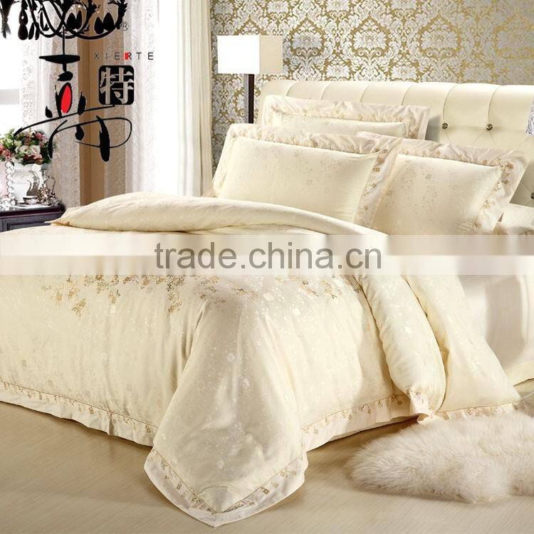 4 Pcs Luxury hadmade embroider jacquard tencel bedding set bed sheet