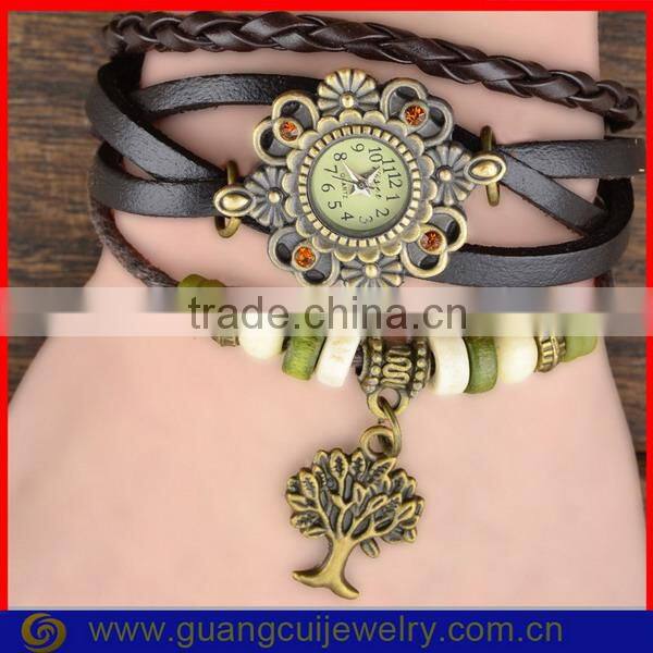 Fashion leather braided strap watch