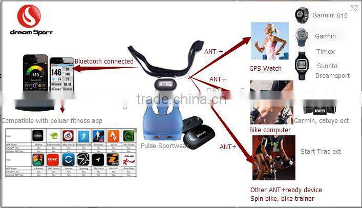 Bluetooth4.0 + ANT Dual mold Heart Rate monitor chest belt