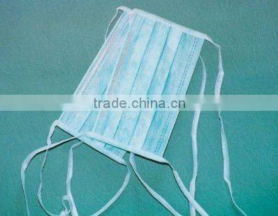 17.5x9.5cm adult non woven PP 3ply face mask 25gsm+20gsm+20gsm white blue green wth tie