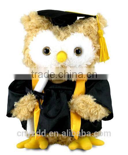 Singing Dancing Graduation Owl Plush Toy /Stuffed Musical Toy Owl Wearing Graduation Dress/Soft Owl of Graduation Gift