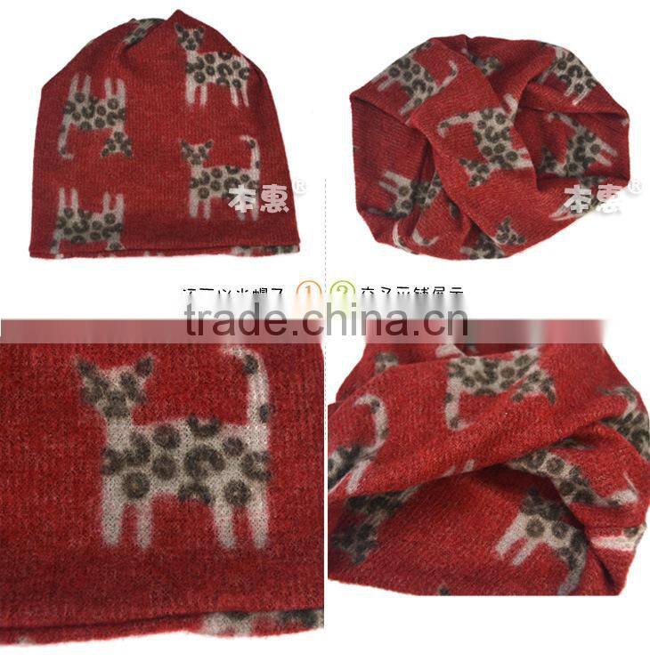 New Arrival Fashion Cute Cat Printed Circle Loop Style Autumn Winter Baby Kids Scarf