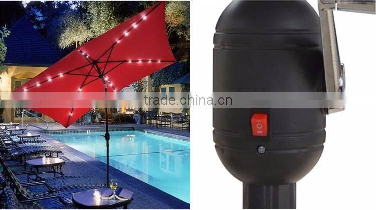 Outdoor Patio Beach Aluminium Sun Shade Solar Powered Handle Led Light Umbrella Clear Led Umbrella