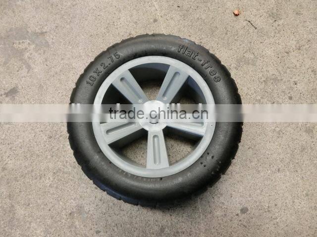 plastic hub semi pneumatic rubber wheel 10x2.75 lawn mower semi pneumatic wheel