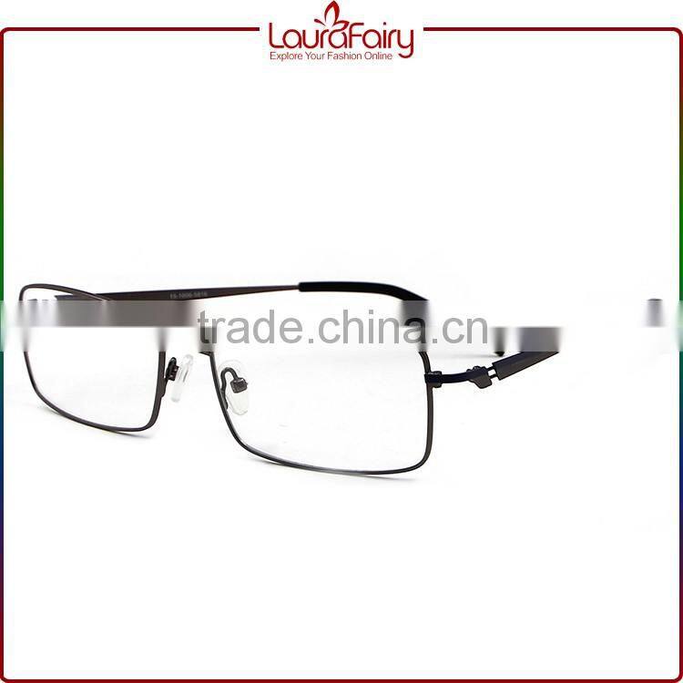 Laura Fairy Italy Designer Black Rectangle Metal Spectacle Optical Frame For Unisex