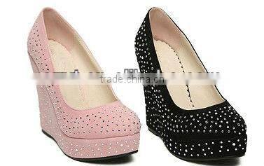 2016 High quality women wedge platfoems crystal high wedges heels shoes for women