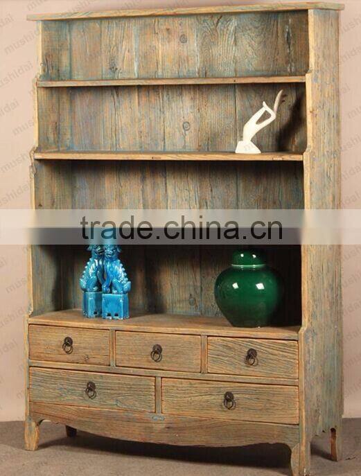 French country style antique solid wood bookcase P18