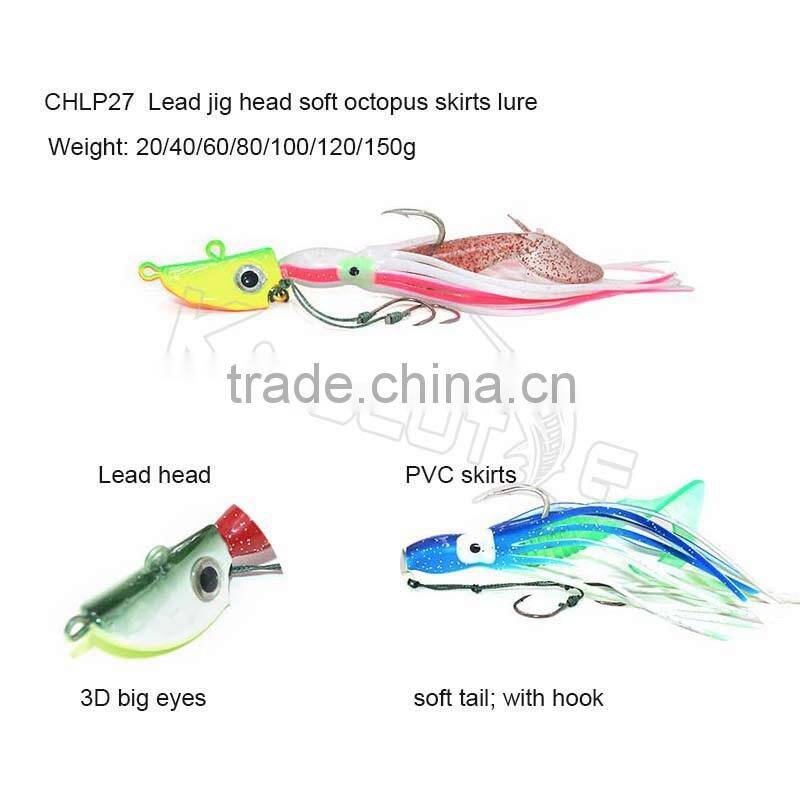 Chentilly CHLP27 OEM ODM packing lead head jigs with soft plastic skirts body fishing lure