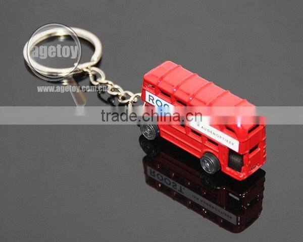 3D Mini Bus Shaped Customized Printing Promotional Souvenir Double-deck London Bus Keychain