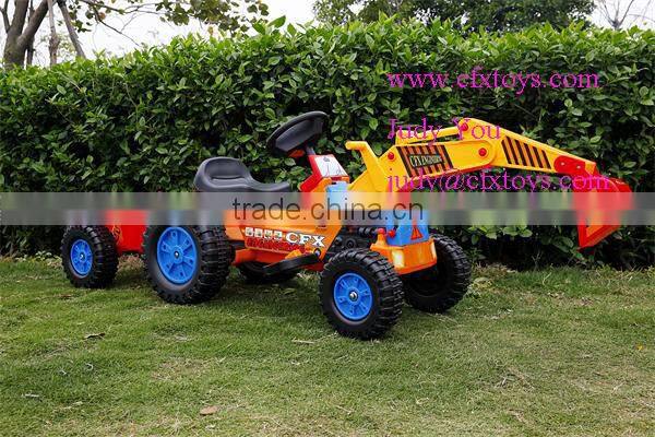 New electric car drivable toy digger with trailer 615