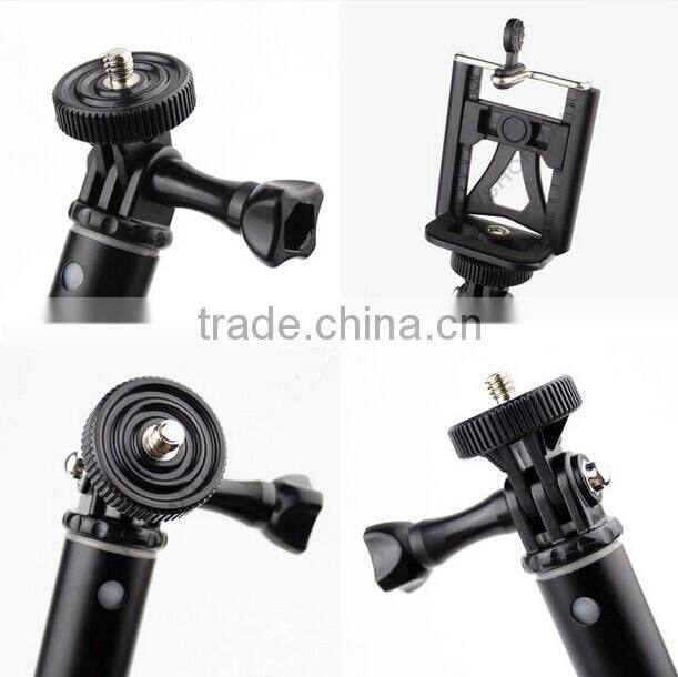 wirless Self-lock Extendable Monopod + Tripod Mount Adapter + Phone Clip Holder for GoPro Camera for iPhone Samsung Phone