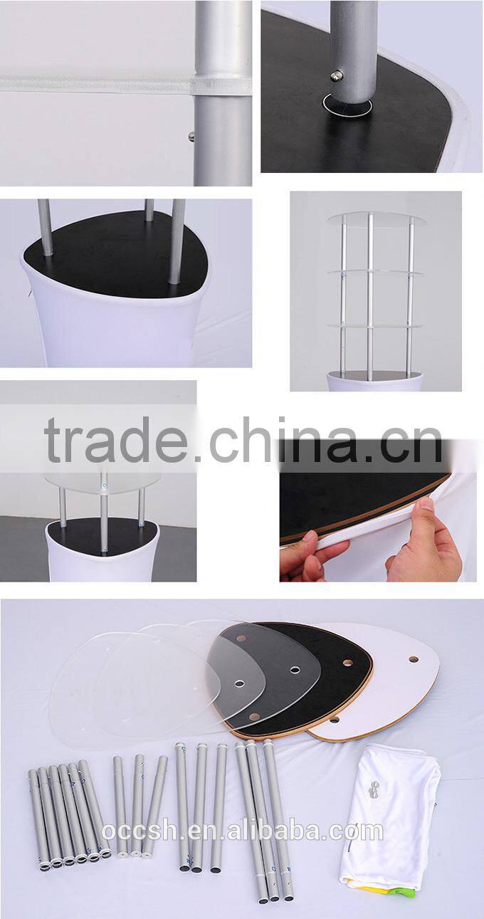 Acrylic Exhibition Shelves Promotion Table Tension Fabric Display Stand