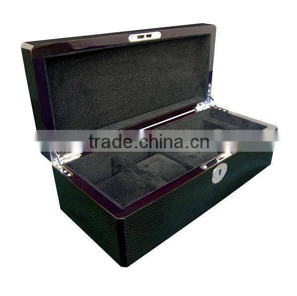 4 slots high gloss lacquered carbon fiber watch display case