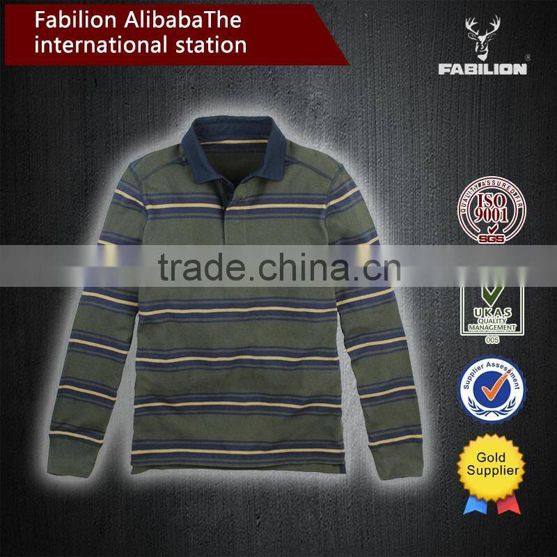 2016 OEM wholesale china men's fashion color stripe for softextile polo shirt