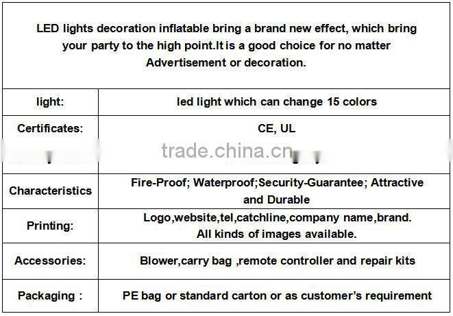 Outdoor and indoor decoration inflatable lighting pillar for wedding